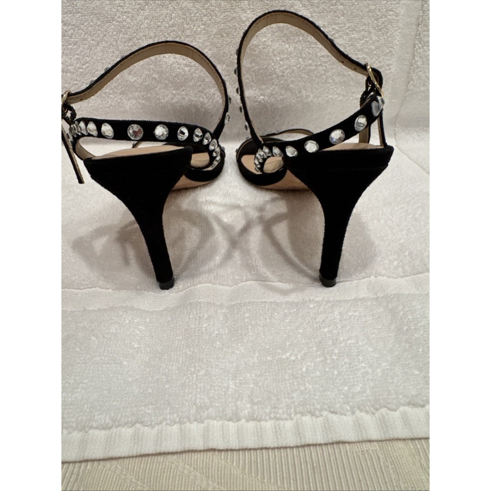 Stuart Weitzman Black Suede Sandals With Swarovski Crystals Sz 8 - Picture 5 of 8